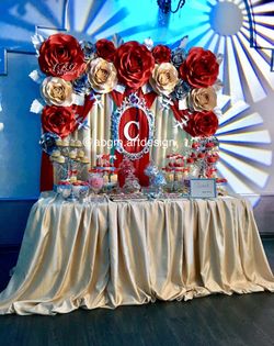 Flores de papel • Paper flowers • Backdrops • candy desert table