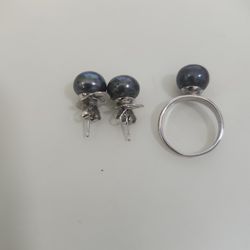 Set  aretes anillo chateado 14k