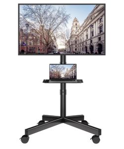 Rolling TV Stand with Tilt,Mobile TV Stand Wheels for 23–65 Inch TVs Portable TV Cart for LED LCD TVs, Adjustable Shelf, Living Room, Bedroom, Outdoor