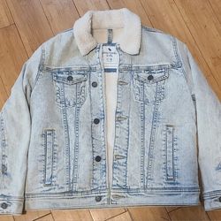 Abercrombie Kids  Denim Fleece Trucker Jacket Size 11/12