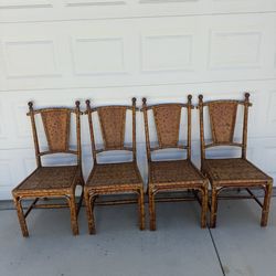 (4) Vintage Bamboo Rattan Chairs