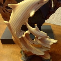 Carved Wood Dolphins