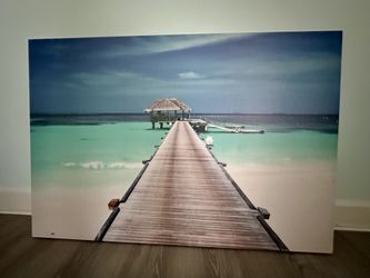 Oversized Large 47”W X 32”H X 1.5” D Tropical Clear Beach Walkway Wall Art Canvas