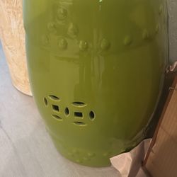 Asian Chinese Chinoiserie Chartreuse Yellow Lime Green Side Table Garden Stool Plant Stand For Kitchen, Dining Room, Bathroom Vanity, Anywhere!