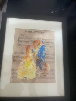 Beauty and the Beast Watercolor Picture Frame
