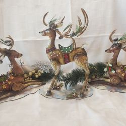 Christmas  Reindeer  Metal artwork Christmas  Decor Home Interiors  3 Pc Set