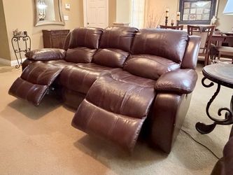 Dark Brown Leather Power Reclining Sofa