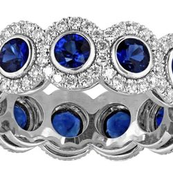 925 Silver Blue Sapphire-Style Halo Ring  