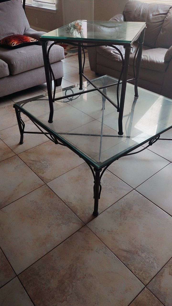 Glass Coffee Table And Side Table Set