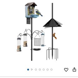 Bird Feeder Pole 92 Inch, Bird Squirrel Proof Baffle Heavy Duty Stand Feeding Station for Outside Backyard Garden Wild Birds Watching