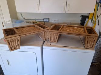2 vintage bed lap tables bamboo twine wicker