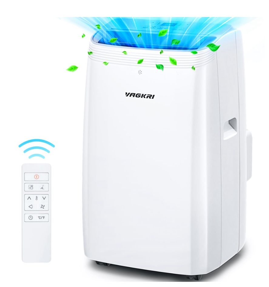 VAGKRI 12,000 BTU Portable Air Conditioner, 3-In-1 AC With Fan & Dehumidifier, Cools Up To 450 Sq.Ft, Energy Efficient AC Unit With Remote Control, Sl