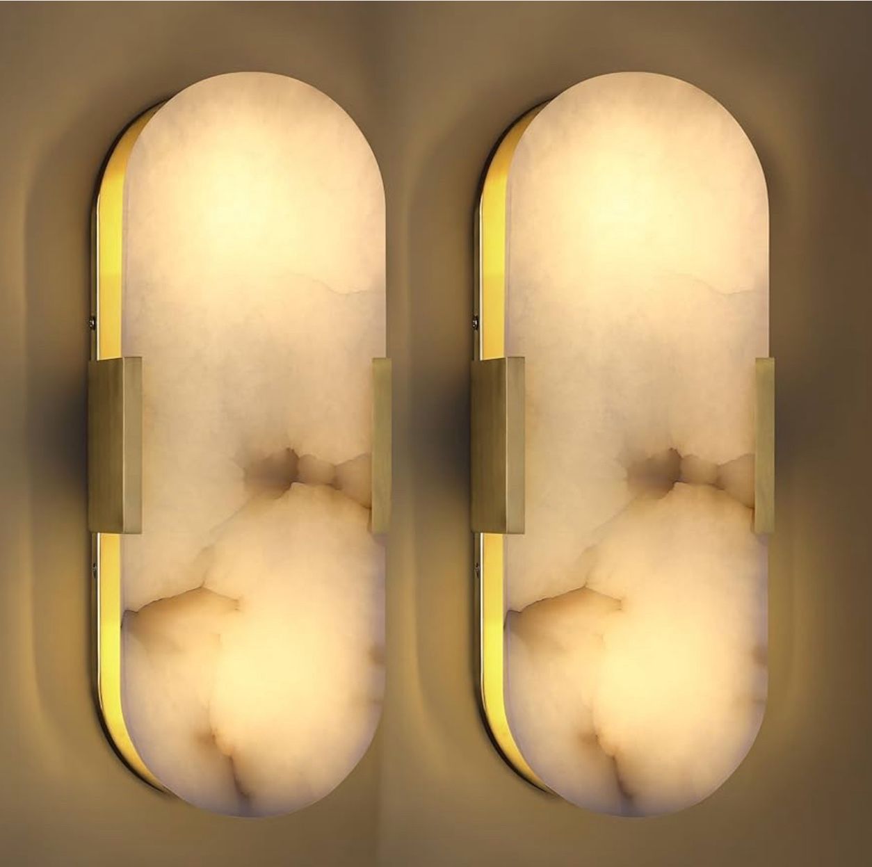Sky designer 2 Pack 2 Light Oval Natural 15 Inch Spanish Marble Wall Sconces
