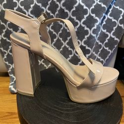 Top Moda, Beige Platform Heel, Size 8