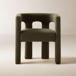 CB2 JUNIPER BOUCLE GREEN DINING CHAIR