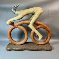Art Deco Cycling Road Bike Racing Resin And Metal Sculpture 13” High 15” Wide Please see pics for closer description 
