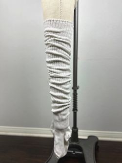 Leg Warmer Socks Cream Ribbed Slouchy Size 5-9