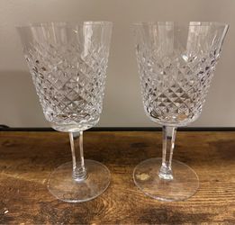 Waterford  Crystal Alana  7” Water Goblets Set Of 2 Excellent