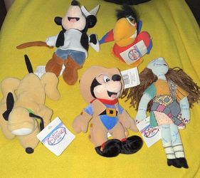 Disney Store Bean Bag Plush Lot Mickey Mouse Pluto Sally Small Vintage 1999