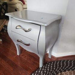 2-Drawer Silver End Table
