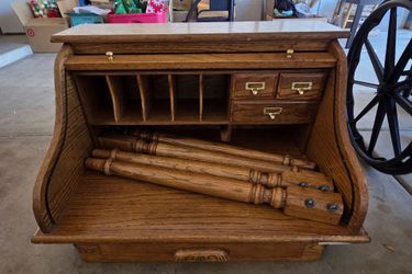 Vintage Rollup Wooden Desk.