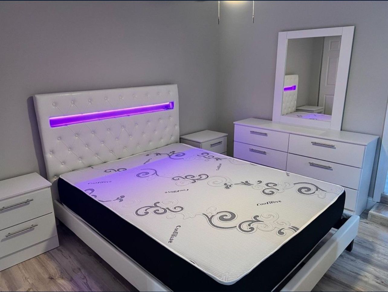 Bedroom Set Whit Led Light Juego De Cuarto Con Luz Led