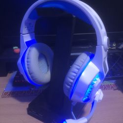 White And Blue LED Gaming Headset