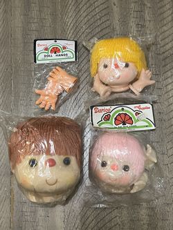 Vintage Doll Heads W Hands Yarn Hair Freckles Hong Kong