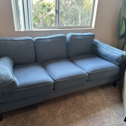 Blue Three Seater Sofa 