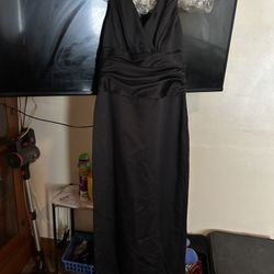 Never Worn Sleeveless Satin Black Dress 