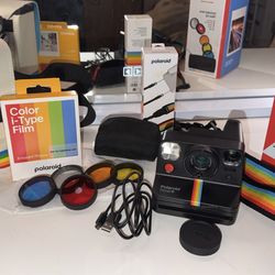 Polaroid Now+ Black - Bluetooth Connected I-Type Instant Film Camera with Bonus Lens Filter Set