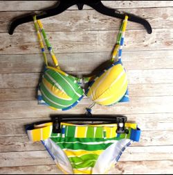 Yellow And Green Bikini Size Medium M