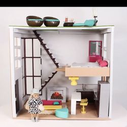 🏠 Dollhouse LORI Trendy Loft NIB NWT Battat kitchen Bedroom Patio Living Room Stairs MCM 1:12