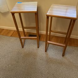 Two Counter Height Wooden Stools 