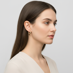 10K Yellow Gold Diamond Cut Hoop Earrings