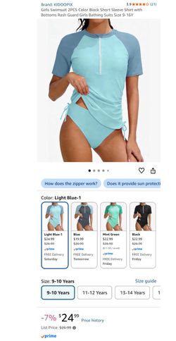 KIDOOPIX Girls 2-Piece Rash Guard Swimsuit