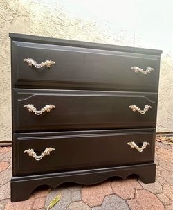 Elegant Black 3-Drawer Dresser / Oversized Nightstand