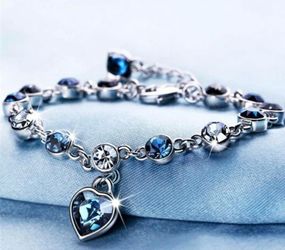 Blue Silver Heart Bracelet 