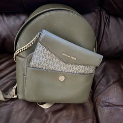 Green Michael Kors Backpack