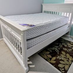 Solid Wood Full Bedroom Set - Bed, Mattress/Box Spring & 2 Nightstands