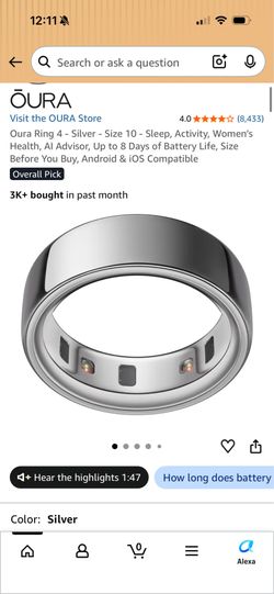 Oura ring Silver size 10 (new in box)