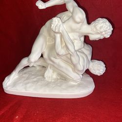 Vintage 7 Inch x 7 Inch Alabaster Greek Wrestlers Imported From Greece