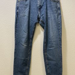 Zara Jeans Blue 99% Cotton 1% Elastane Soft Tapered Zipper Size 36