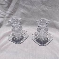 Set Of 2 Crystal Candleholders 