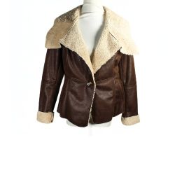 Retro 70s Inspired Penny Lane Coat Daisy Jones Coat Chocolate Briwn Sherpa Lined Size Large Women's 