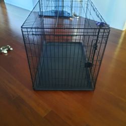 XL Foldable Metal Wire Dog Crate with Tray, Double Door
