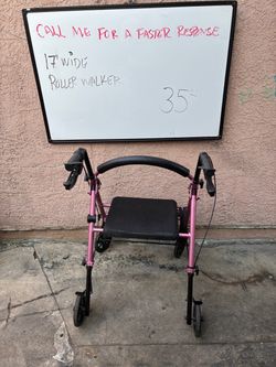 Pink Rollator Walker with Seat, 17" Wide