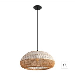 New 19” Handwoven Rattan Pendant Light – Boho Wicker Hanging Ceiling Light