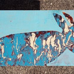 Original Artwork Rabbit Painting 24" x 7" *40.00* Acrylic & Urethane on Wood Panel Home Decor Art