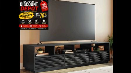 Sauder Morgan Credenza Black TV Stand with Wave-Front Doors